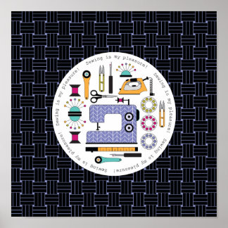 Moderne naaibenodigdheden en gereedschappen poster