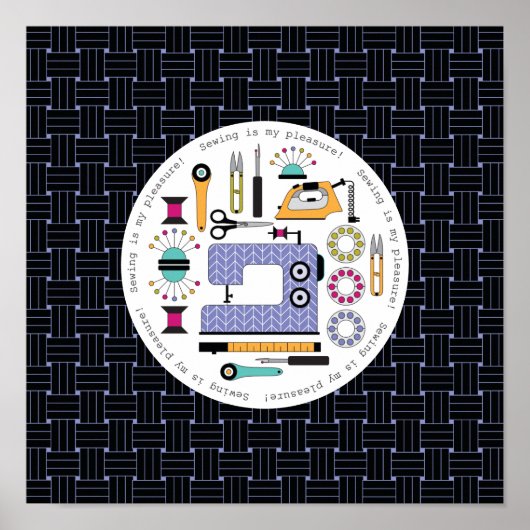 Moderne naaibenodigdheden en gereedschappen poster (Voorkant)