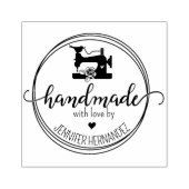 Moderne naaimachine handgemaakt met liefde rubberstempel (Afrduk)