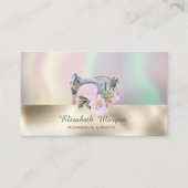 Moderne naaimachine holografisch goud visitekaartje (Voorkant)