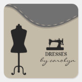 Moderne naaimachine naaister of kleermaker vierkante sticker (Voorkant)