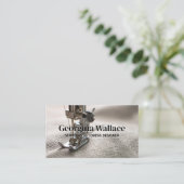 Moderne naaimachine op stof materiaal visitekaartje (Staand voorkant)