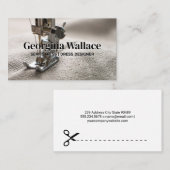 Moderne naaimachine op stof materiaal visitekaartje (Voorkant / Achterkant)