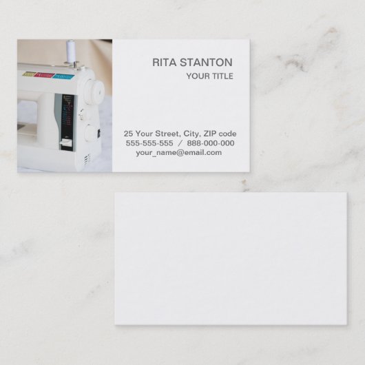 Moderne naaimachine visitekaartje (Voorkant / Achterkant)