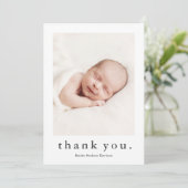 Moderne Naam 2 Foto Baby Bedankkaart (Staand voorkant)