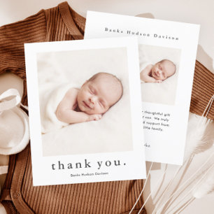 Moderne Naam 2 Foto Baby Bedankt Kaart