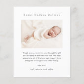 Moderne naam 2 Foto Baby Hartelijk dank (Achterkant)