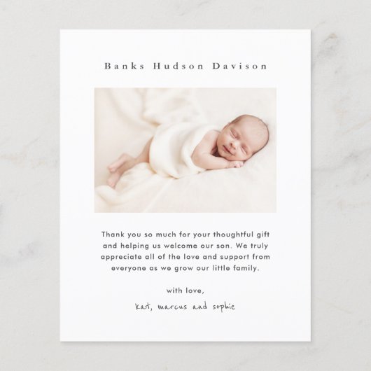 Moderne naam 2 Foto Baby Hartelijk dank (Achterkant)