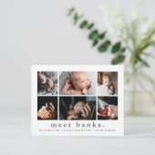 Moderne naam 6 Foto Collage Baby Hartelijk dank Briefkaart (Staand voorkant)