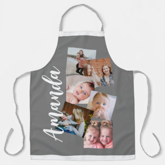 Moderne naam 6 foto collage gift schort