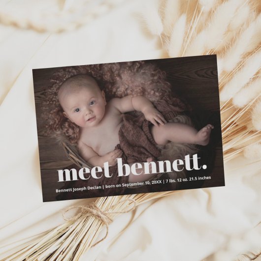 Moderne Naam Baby Foto Geboorte Aankondiging