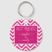 Moderne naam beste vrienden script roze Chevron Sleutelhanger (Achterkant)
