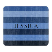 Moderne naam Blue Stripes patroon Snijplank (Voorkant)