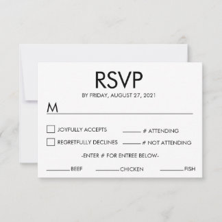 Moderne naam bruiloft RSVP Response Kaart Wit