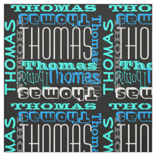 Moderne naam Collage Kinder/Boys Blue Stof