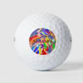 Moderne naam Custom Abstract Kleurrijk Golfballen (Voorkant)