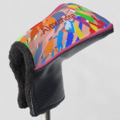 Moderne naam Custom Abstract Kleurrijk Golfheadcover (3/4 voorkant)