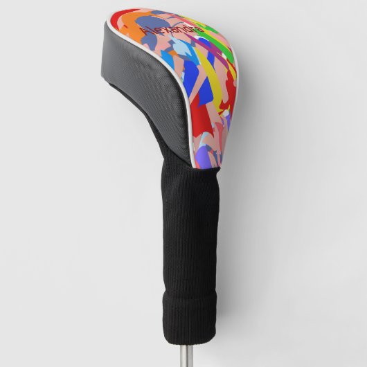 Moderne naam Custom Abstract Kleurrijk Golfheadcover (Schuin)