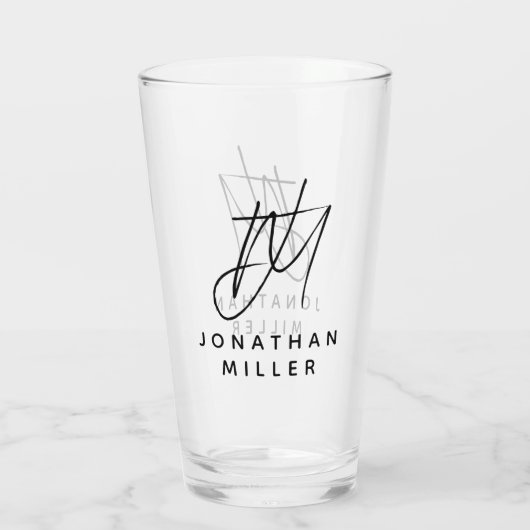 Moderne Naam Eenvoudig Bier Glas (Achterkant)