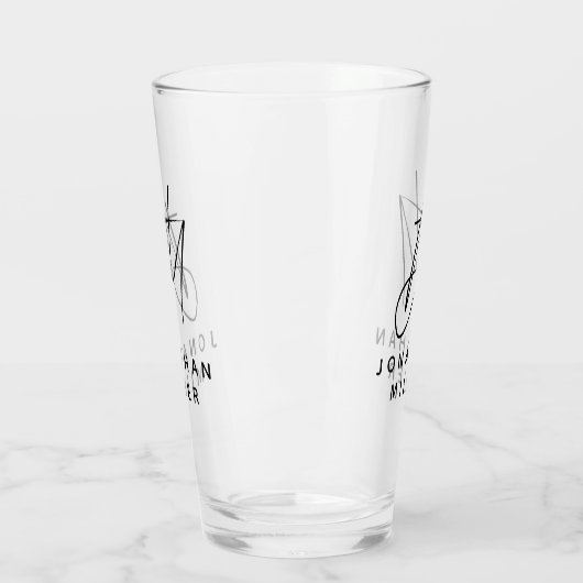 Moderne Naam Eenvoudig Bier Glas (Links)