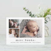 Moderne naam Eenvoudige 3 Fotocollage Baby geboort Aankondiging (Staand voorkant)