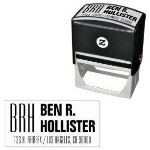 Moderne naam en adres met monogram zelfinktende stempel