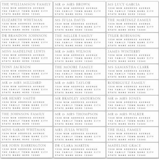 Moderne naam en adreslabel van gasten sticker (Voorkant)