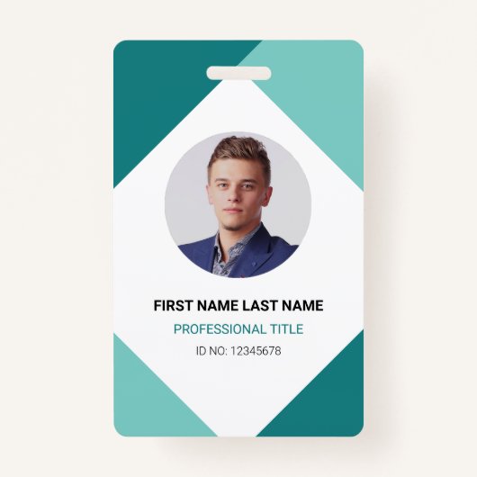 Moderne naam en foto Corporate Employee ID Kaart Badge (Voorkant)