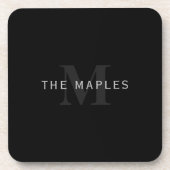 Moderne naam en monogram | Grijs en zwart Bier Onderzetter (Voorkant)