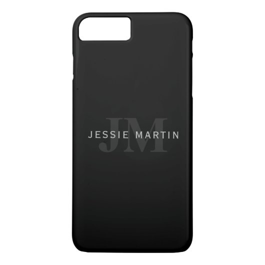 Moderne naam en monogram | Grijs en zwart Case-Mate iPhone Case (Achterkant)