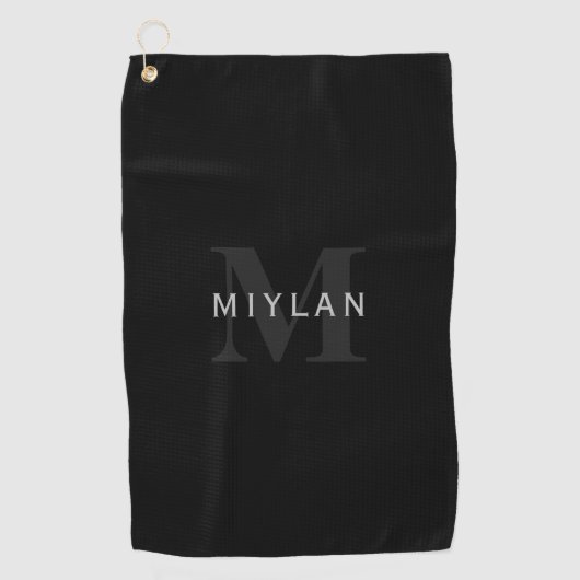 Moderne naam en monogram | Grijs en zwart Golfhanddoek (Voorkant)