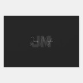 Moderne naam en monogram | Grijs en zwart Inpakpapier Vel (Voorkant)