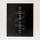Moderne naam en monogram | Grijs en zwart Legpuzzel (Verticaal)