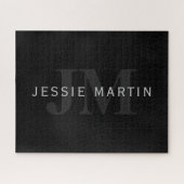 Moderne naam en monogram | Grijs en zwart Legpuzzel (Horizontaal)