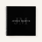 Moderne naam en monogram | Grijs en zwart Notitieboek (Voorkant)