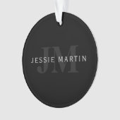 Moderne naam en monogram | Grijs en zwart Ornament (voorkant)