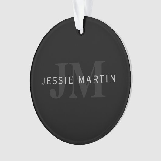 Moderne naam en monogram | Grijs en zwart Ornament (voorkant)