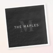 Moderne naam en monogram | Grijs en zwart Servet