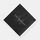 Moderne naam en monogram | Grijs en zwart Servet (Hoek)