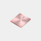 Moderne naam en monogram op roze gepenselde metale post-it® notes (Schuin)