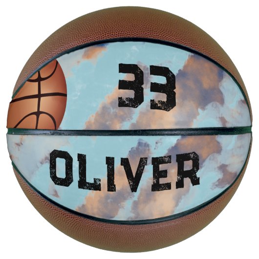 Moderne naam en nummer van aangepaste speler basketbal (Voorkant)