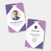 Moderne naam- en pasfoto personeelskaart badge (Voor- en achterkant)