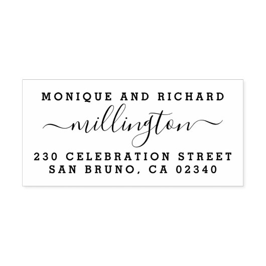 Moderne naam en retouradres van de bruiloft rubberstempel (Afrduk)