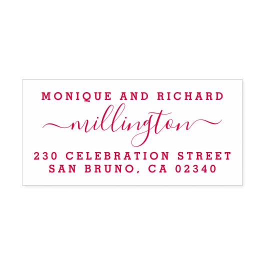 Moderne naam en retouradres van de bruiloft  zelfinktende stempel (Design)