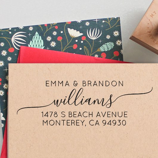 Moderne naam en retouradres van de bruiloft  zelfinktende stempel