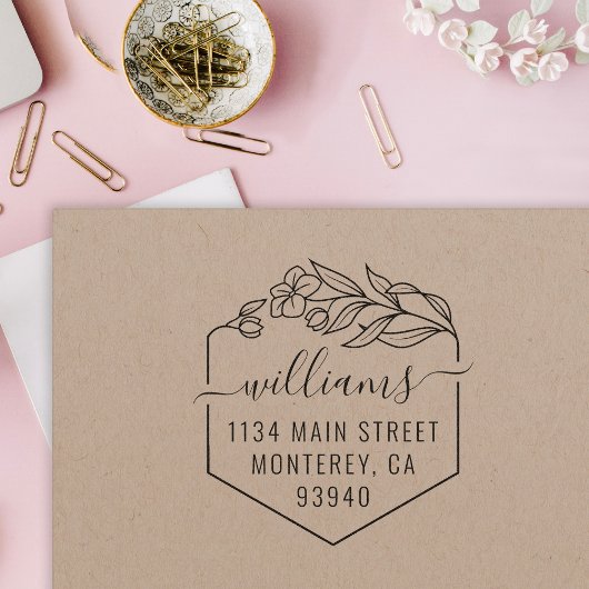 Moderne naam en retouradres van de bruiloft  zelfinktende stempel