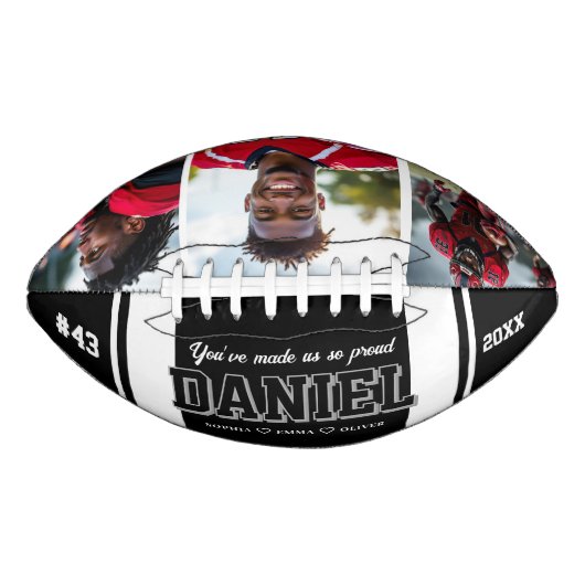 Moderne Naam en Tekst Foto Bewaarschrift Gift American Football (Voorkant)