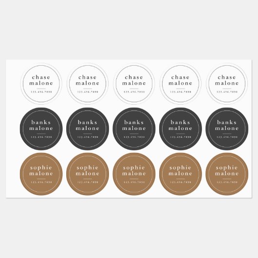 Moderne naam en telefoonnummer Kinder schoolbenodi Labels (Vel)