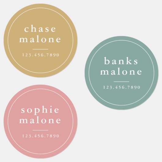 Moderne naam en telefoonnummer waterdicht labels (Groep)