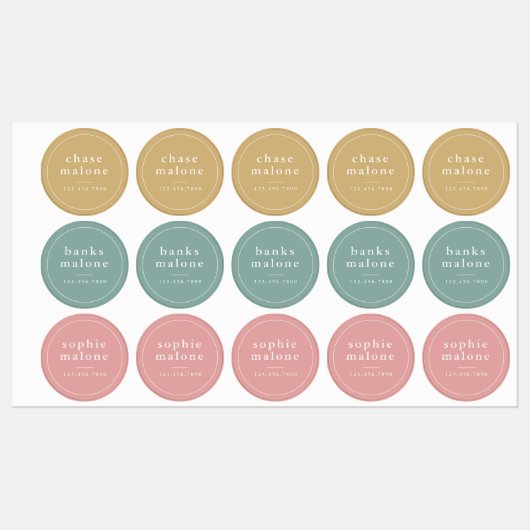Moderne naam en telefoonnummer waterdicht labels (Vel)